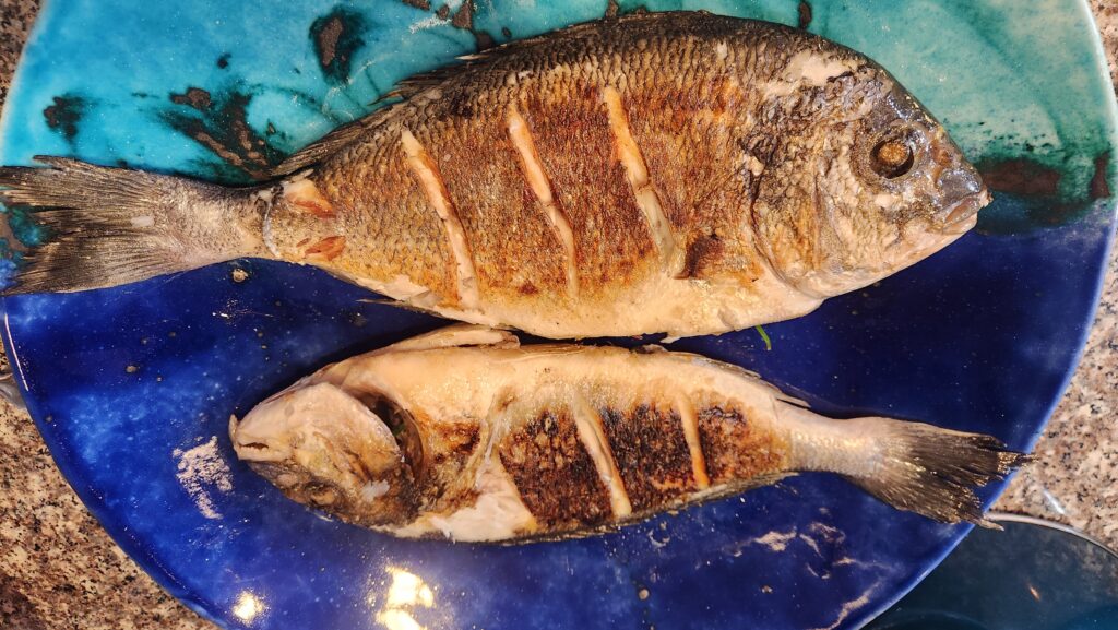 homemade crispy whole dorada